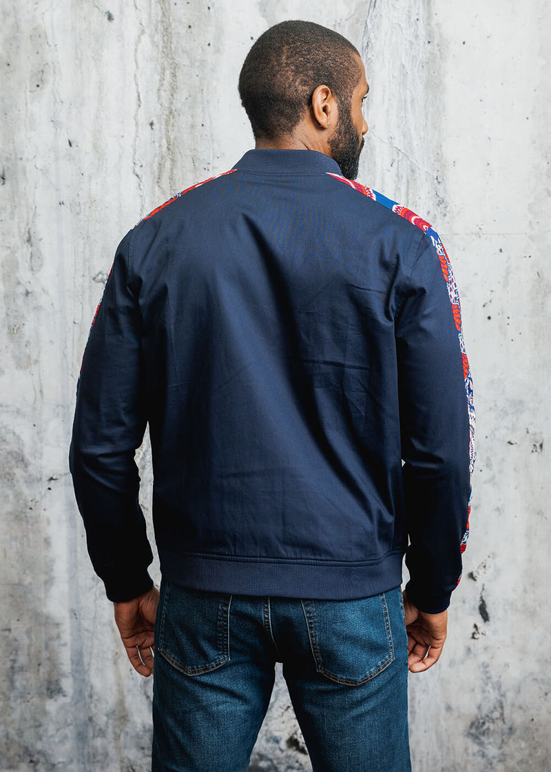 Ise Men's African Print Reversible Bomber Jacket (Maroon Circle Multipattern) - Clearance