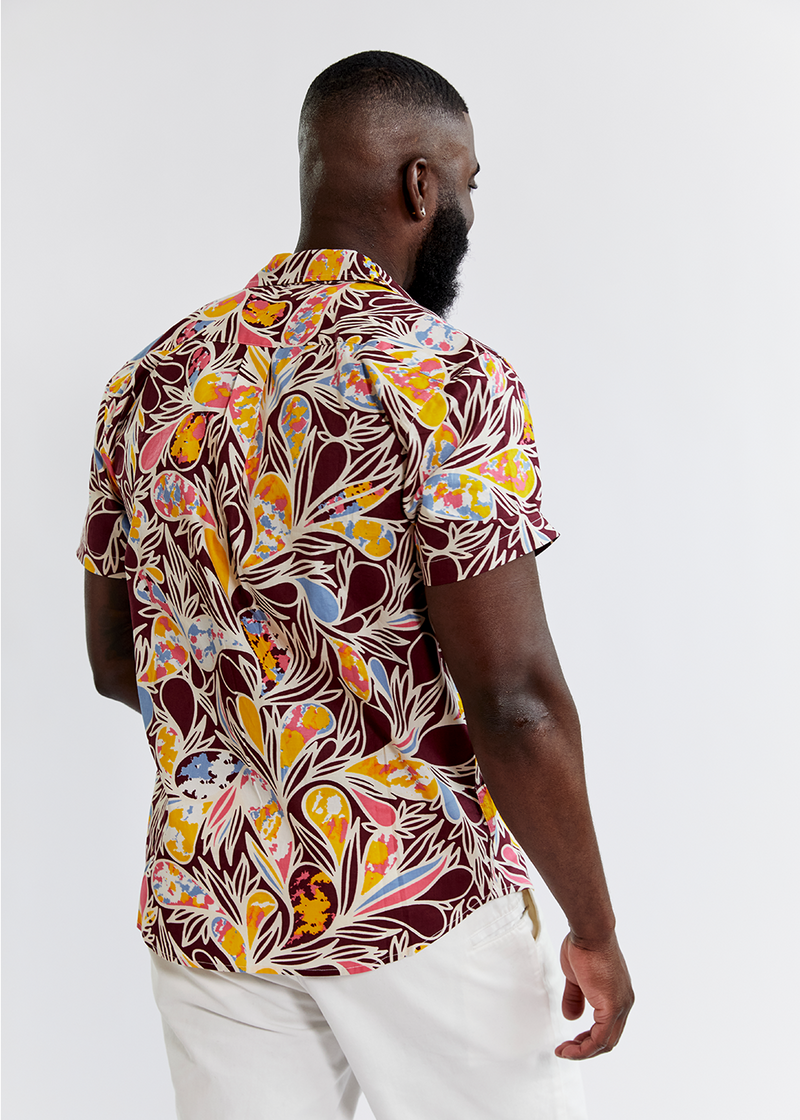 Keyon African Print Button-Up Shirt (Tropical Paisley)