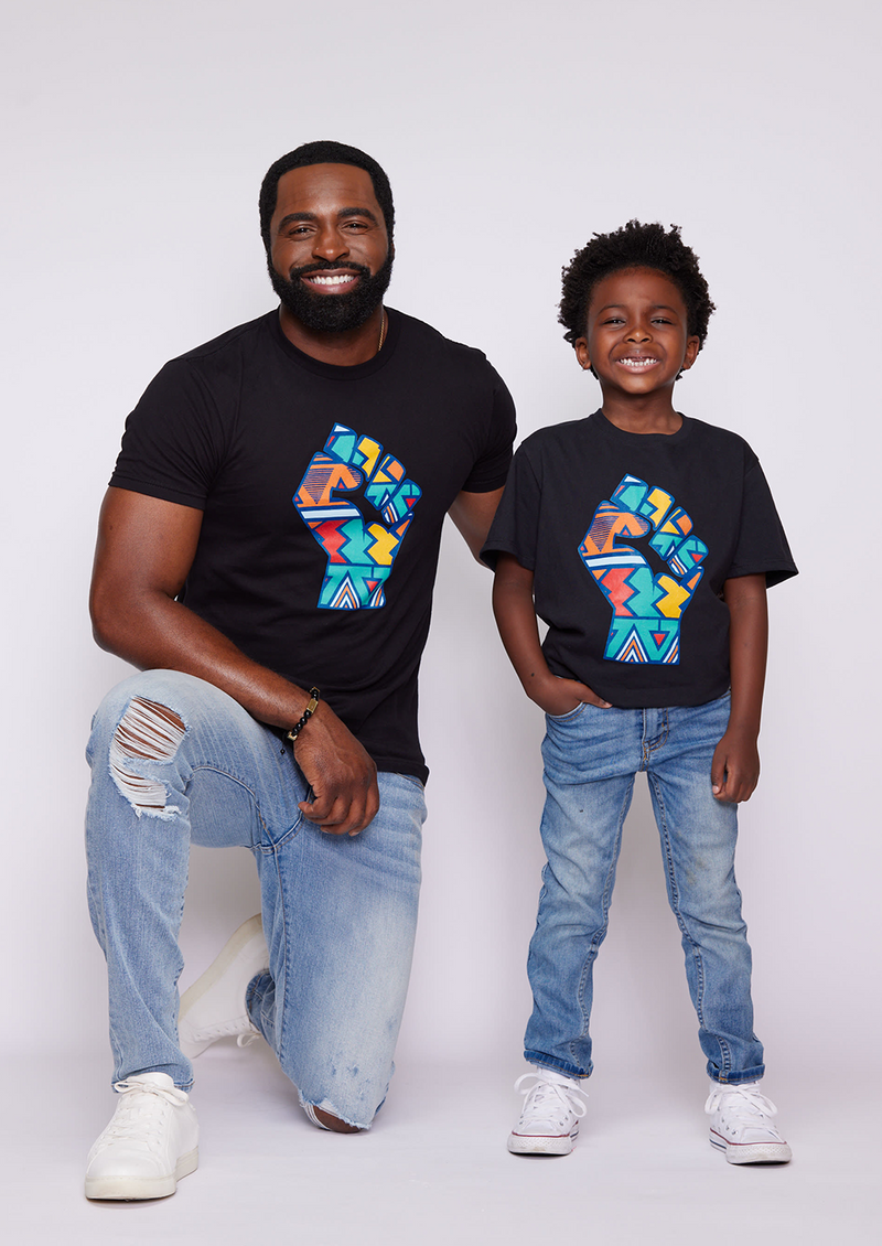 Julo African Print Graphic T-shirt (Black/Rainbow Tribal) -Clearance