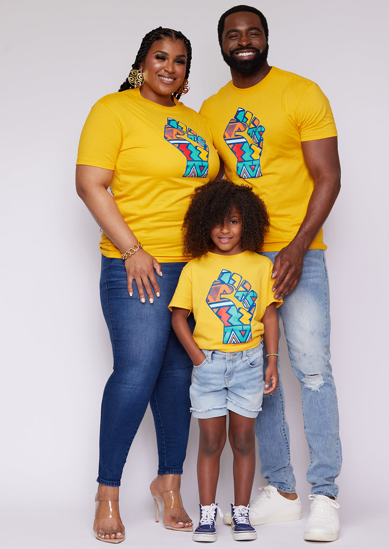 Julo African Print Graphic T-shirt (Gold/Rainbow Tribal) -Clearance