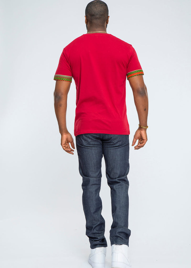 African Print Men's Dashiki T-Shirt (Red)