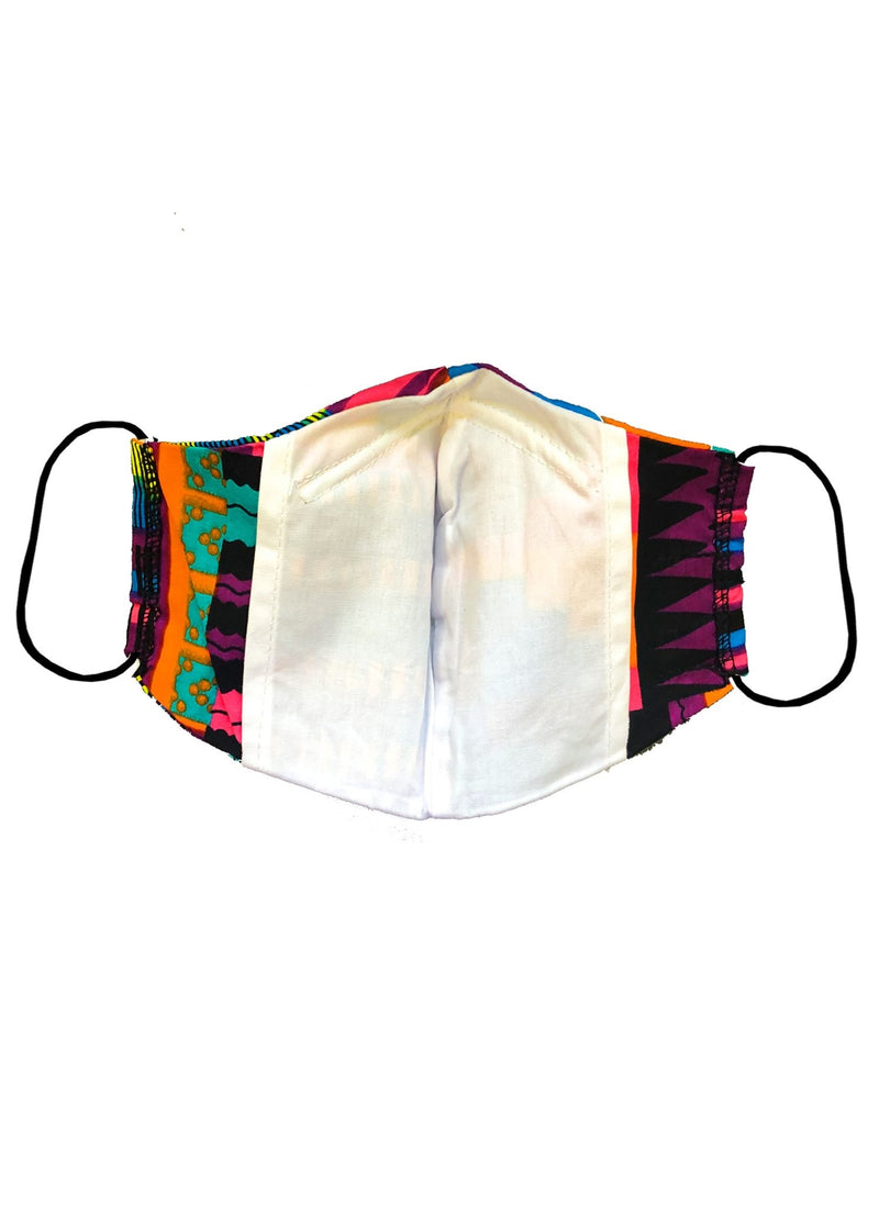 Dabo African Print 2 Layer Reusable Face Mask (Pink Purple Kente)-Clearance