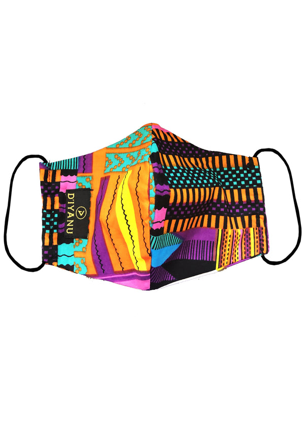 Dabo African Print 2 Layer Reusable Face Mask (Pink Purple Kente)-Clearance