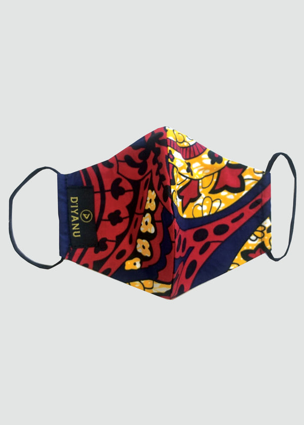 Dabo African Print 2 Layer Reusable Face Mask (Navy Gold Paisley)-Clearance