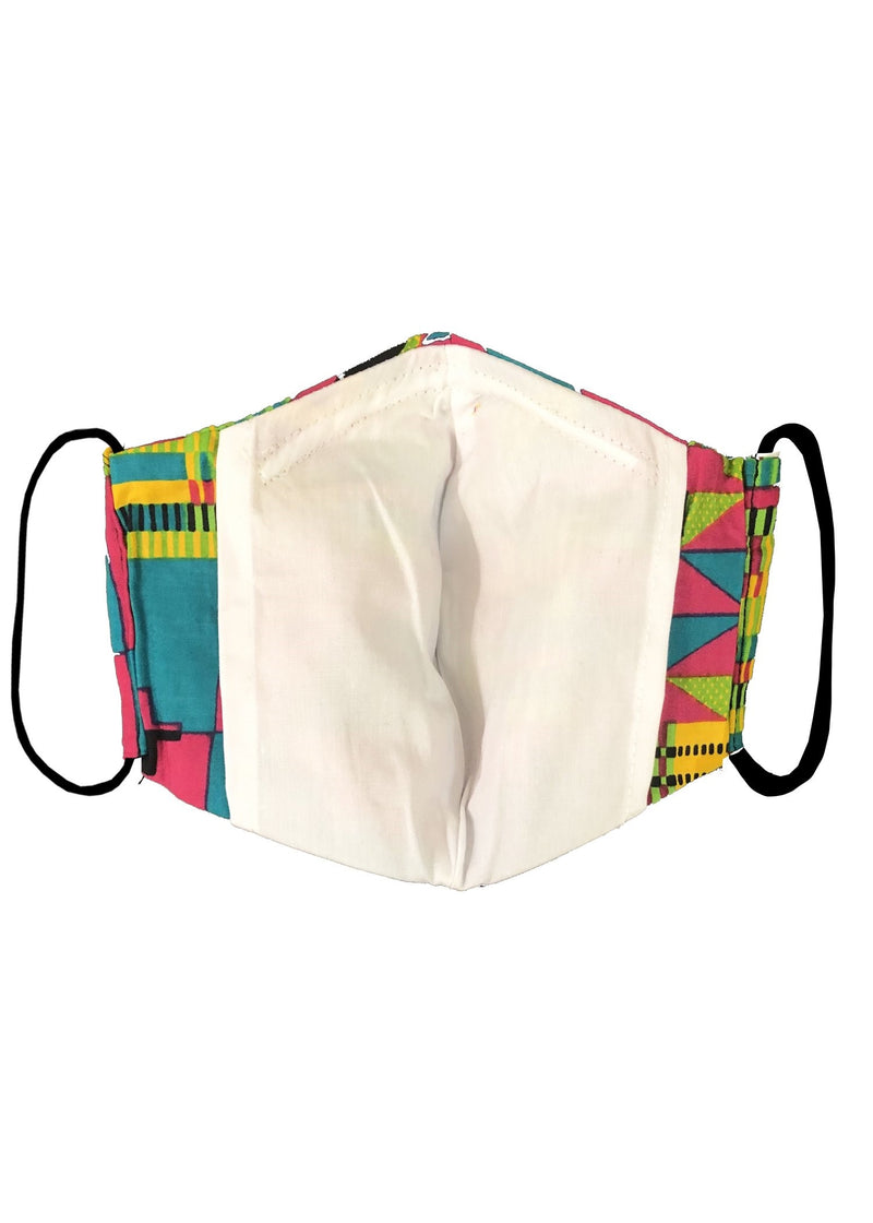 Dabo African Print 2 Layer Reusable Face Mask (Raspberry Yellow Kente)-Clearance