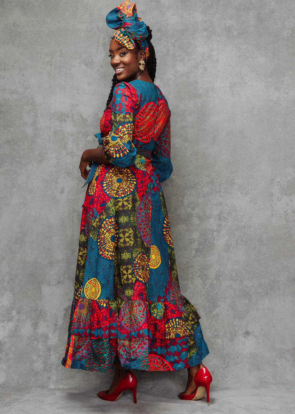Zendaya Women's African Print Maxi Dress (New Harvest Multipattern)
