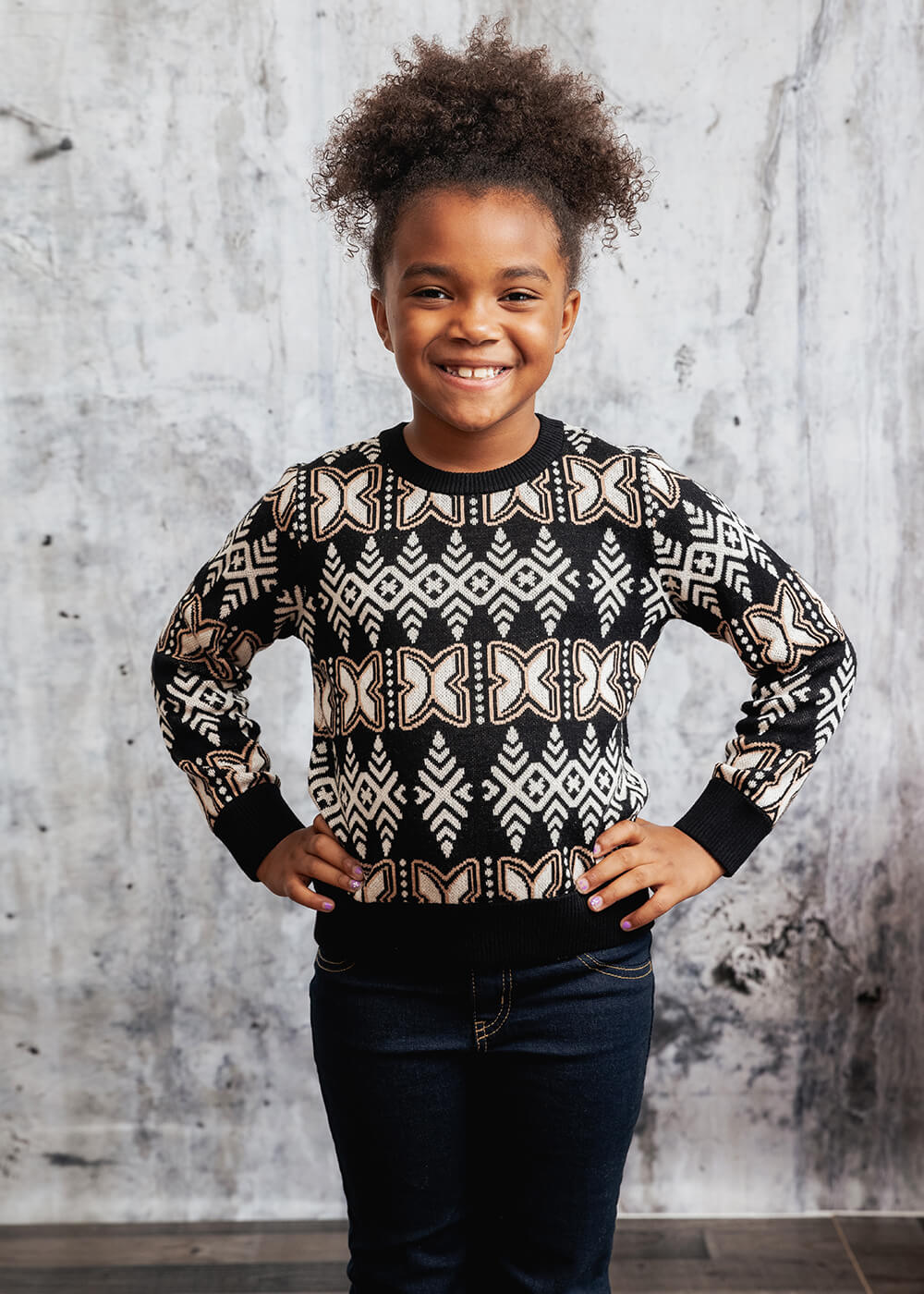 Oma Kid's African Print Sweater (Black Tan Batik) - Clearance