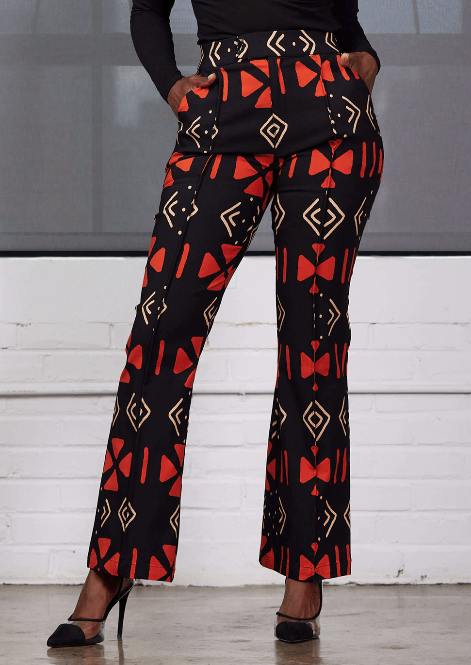 Abebe African Print Stretch Wide Leg Pants