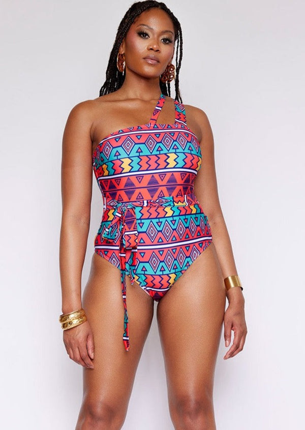 Adowa Women's African Print Swimsuit (Rainbow Tribal) - Clearance