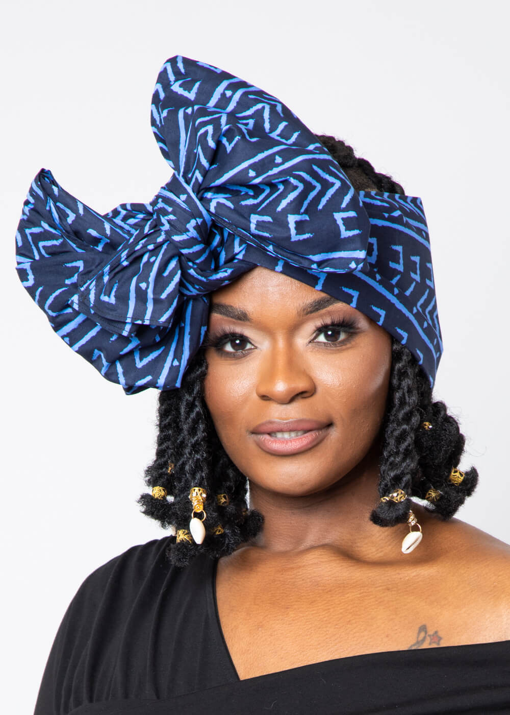 African Print Head Wrap/Scarf (Jade Amber Adire)