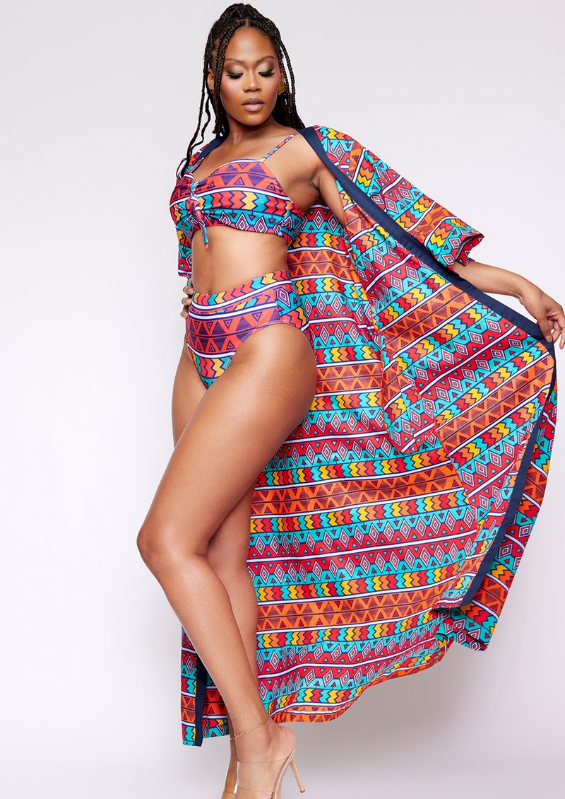 Asilia Women's African Print Bandeau Top (Rainbow - Clearance D'IYANU