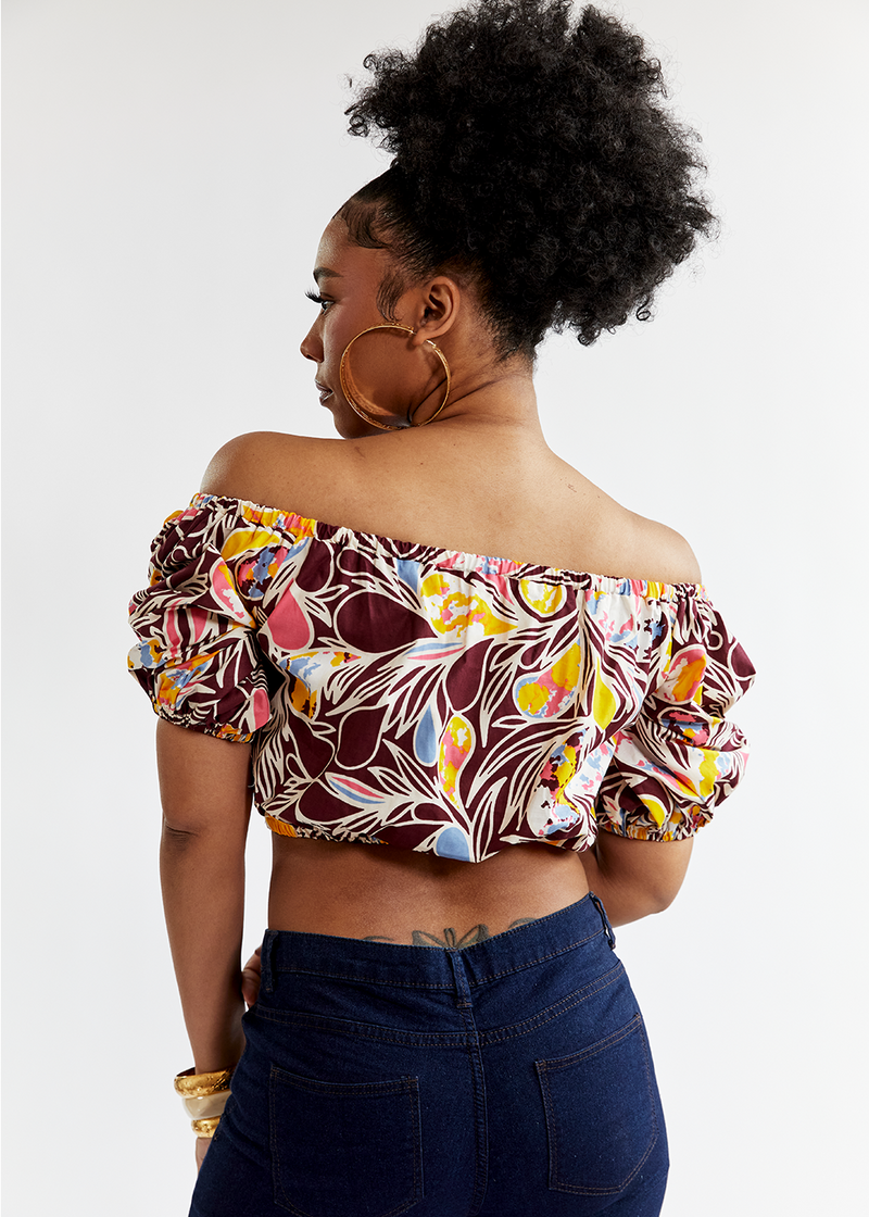 Farasha Women's African Print Tie Crop Top (Tropical Paisley) - Clearance