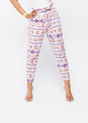 Jemila Women's African Print High-Waisted Pants (Mauve Plum Mudcloth) - Clearance