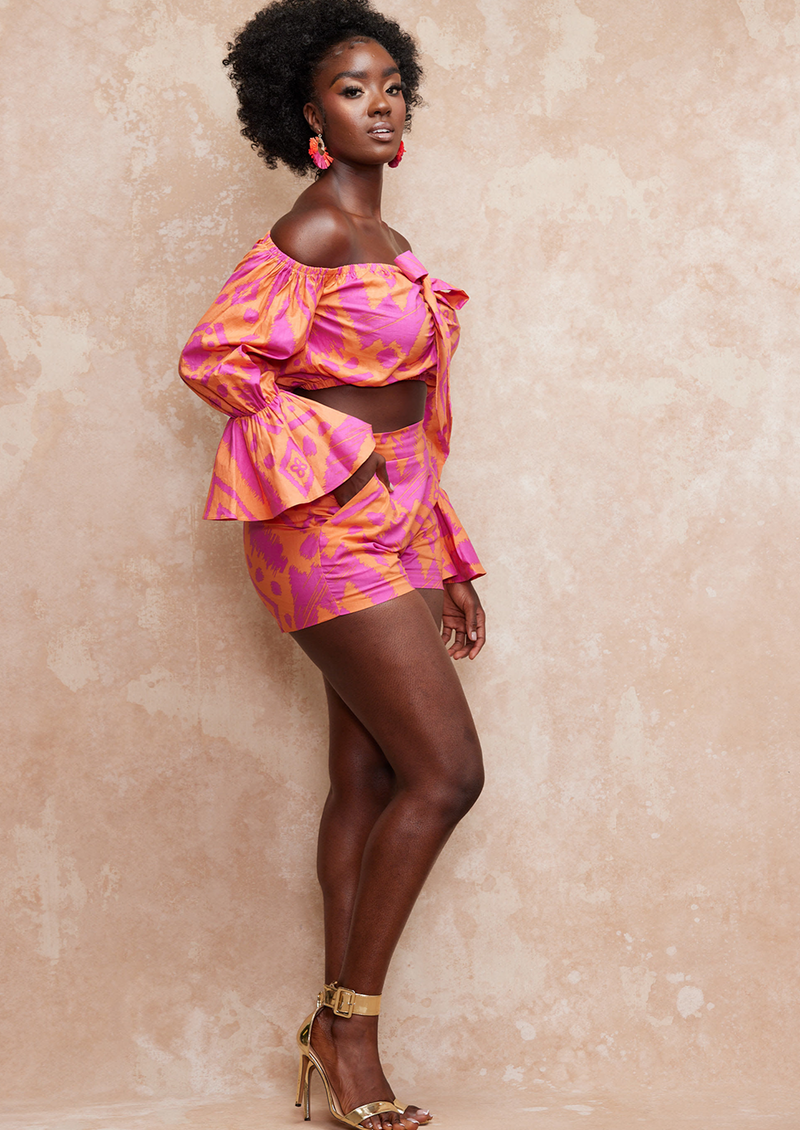Kehinde Women's Crop Top (Pink Orange Batik) -Clearance