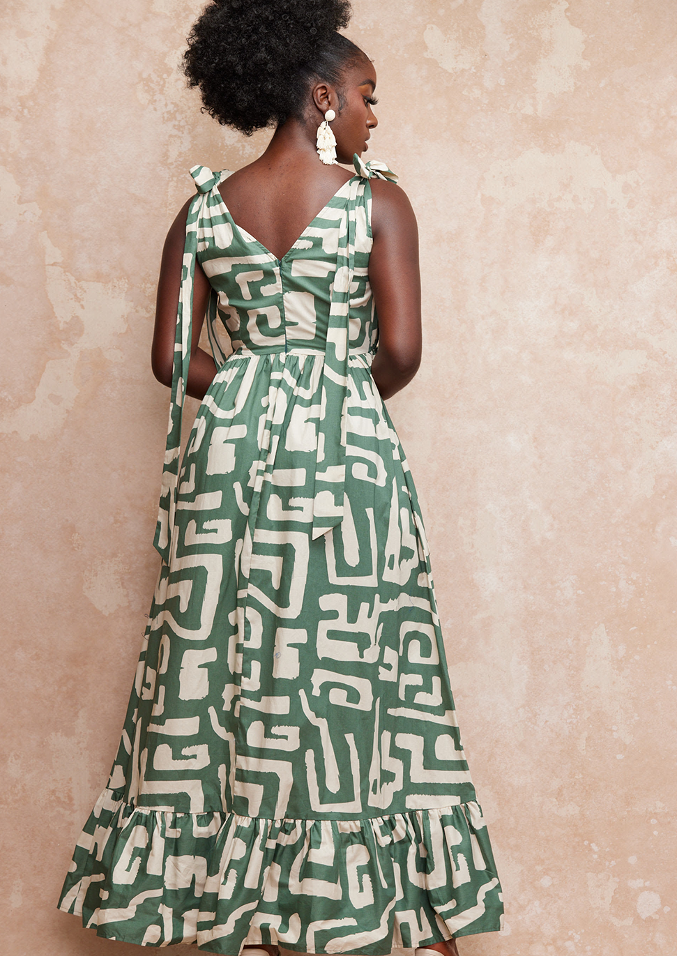 Kulale Women's Maxi Dress (Olive Geometric)
