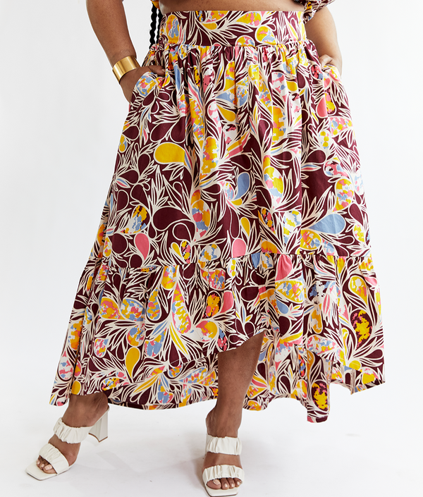 Lulua Women's African Print Maxi Skirt (Tropical Paisley) - Clearance