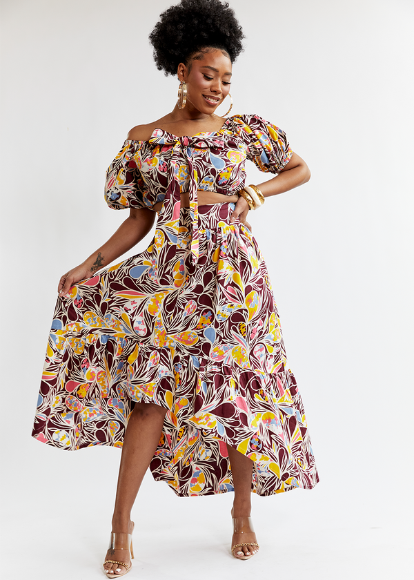 Lulua Women's African Print Maxi Skirt (Tropical Paisley) - Clearance