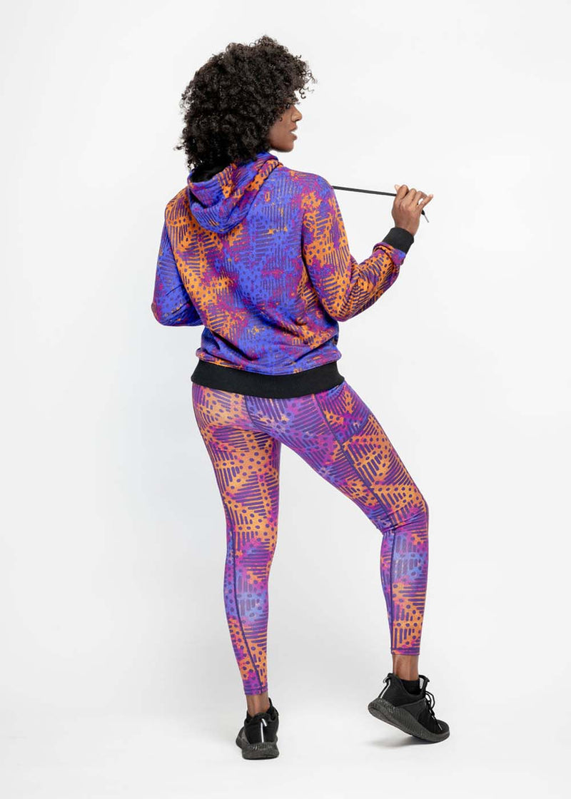 Sise Women's African Print Leggings (Violet Adire) - Clearance