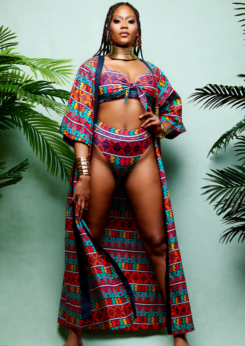 Visola Women's African Print Bikini Bottoms (Rainbow Tribal) - Clearance