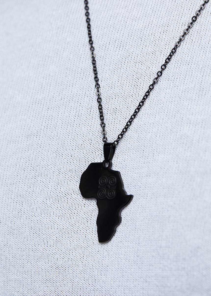 Adinkra Africa Map Necklace Humility Strength Symbol