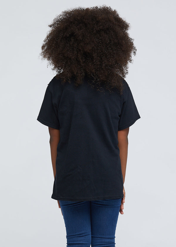 Kid's African Print Dashiki T-Shirt (Black) - Clearance