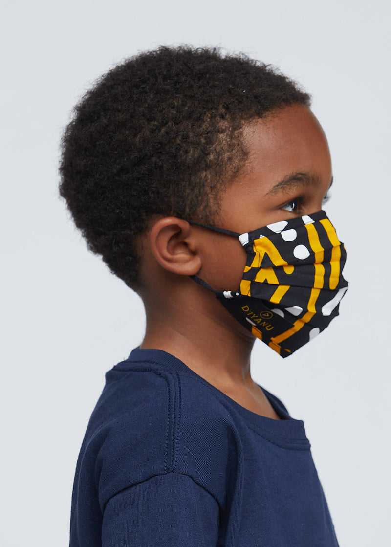 Uzo African Print 2 Layer Reusable Face Mask (Black Gold Mudcloth)-Clearance