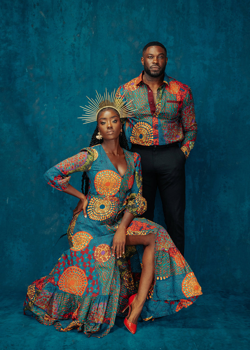 Zendaya Women's African Print Maxi Dress (New Harvest Multipattern)