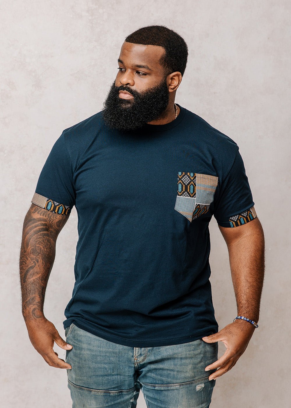 Seun African Print T Shirt Pocket