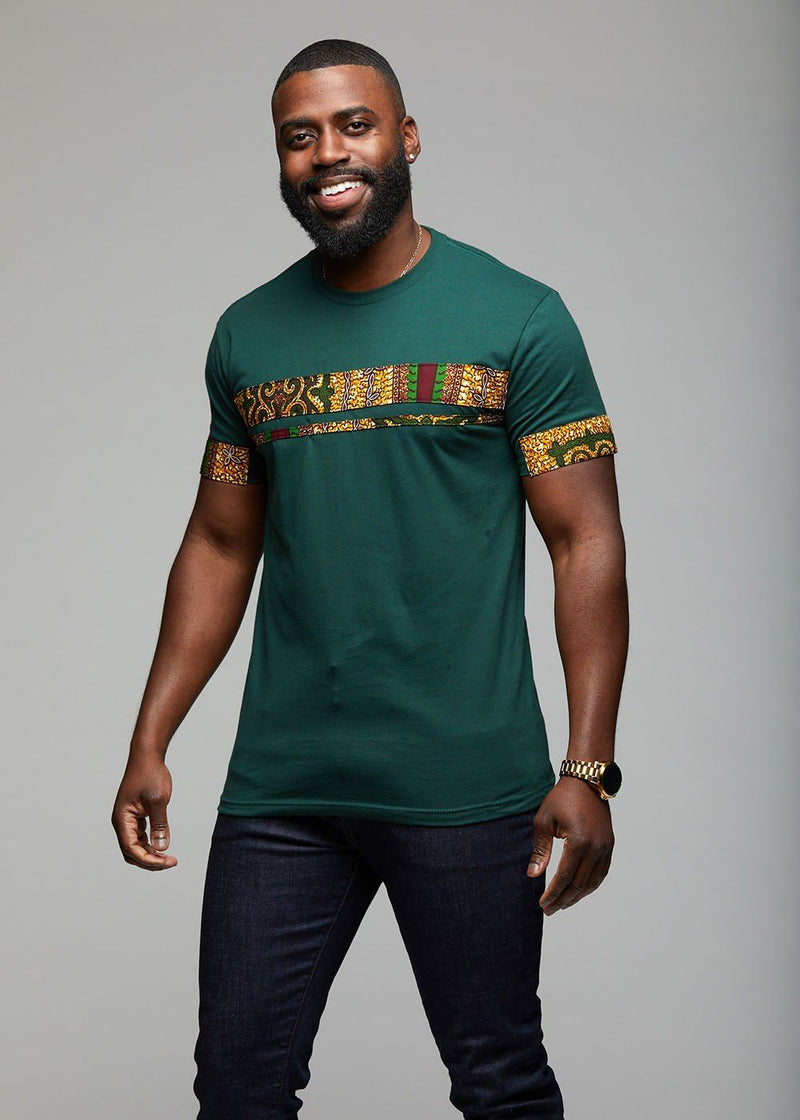Men's Tops - Jaheem African Print Short Sleeve T-shirt (Green Tortoise Back)