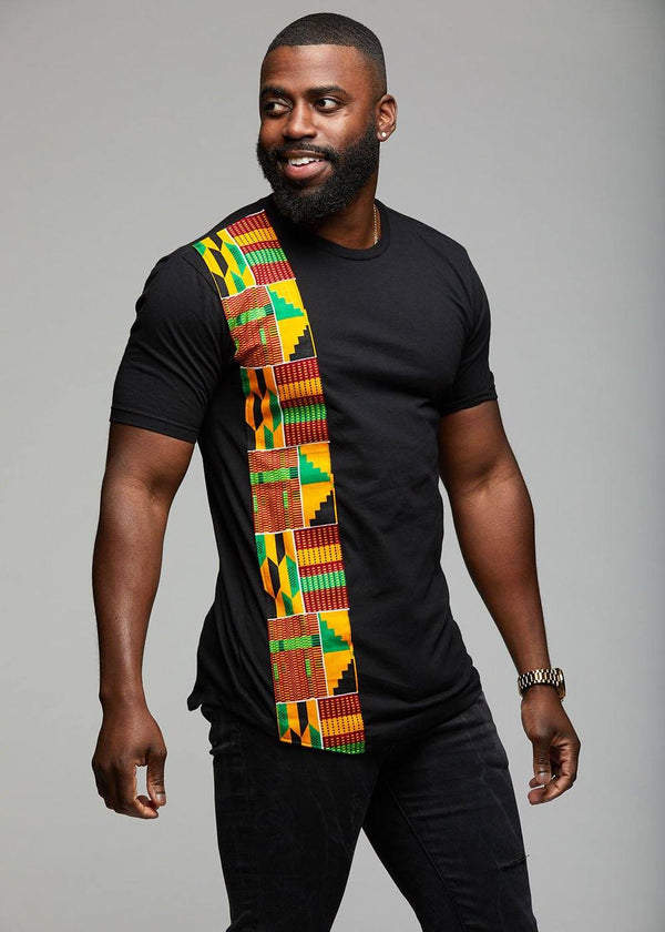 Men's Tops - Sadik African Print Short Sleeve T-shirt (Yellow Green Kente)
