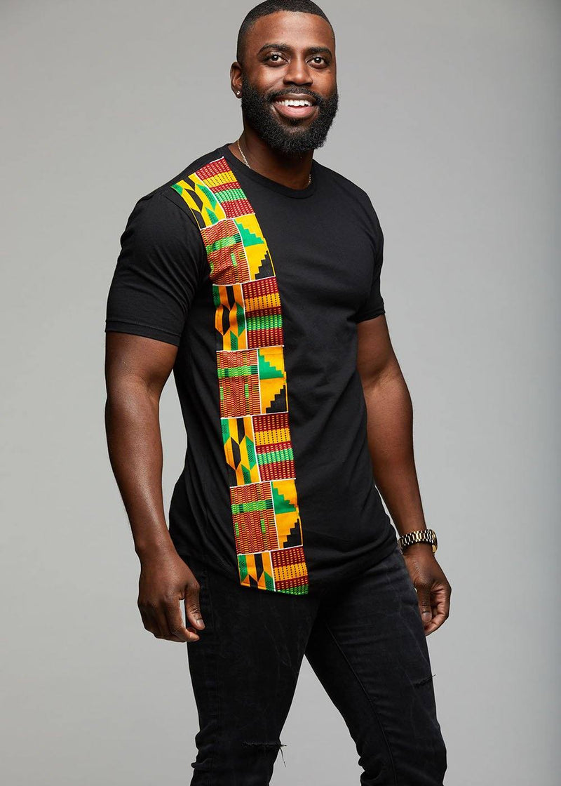 Men's Tops - Sadik African Print Short Sleeve T-shirt (Yellow Green Kente)