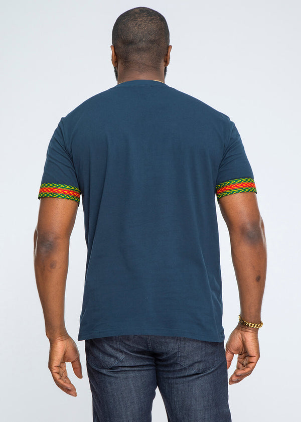 Men's African Print Dashiki T-Shirt (Navy)