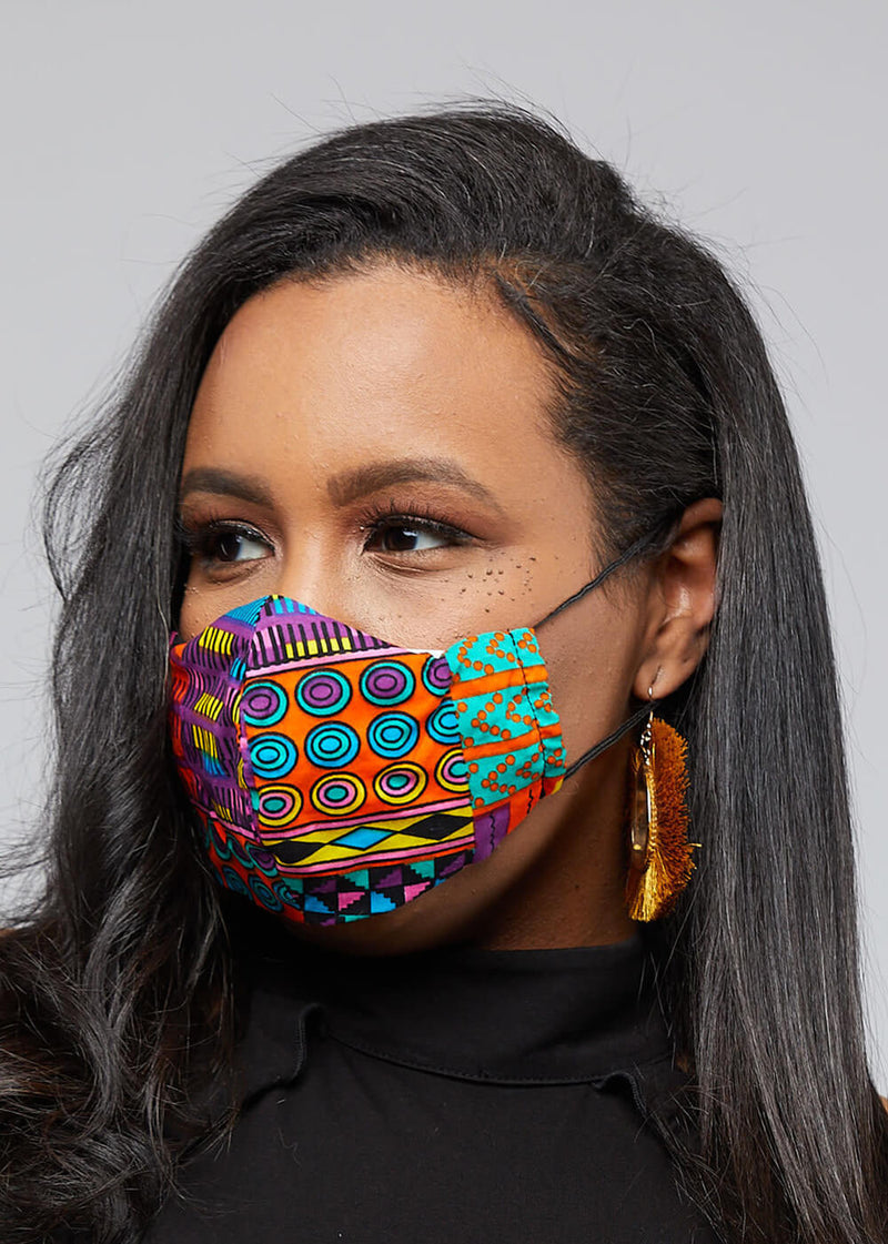 Dabo African Print 2 Layer Reusable Face Mask (Pink Purple Kente)-Clearance