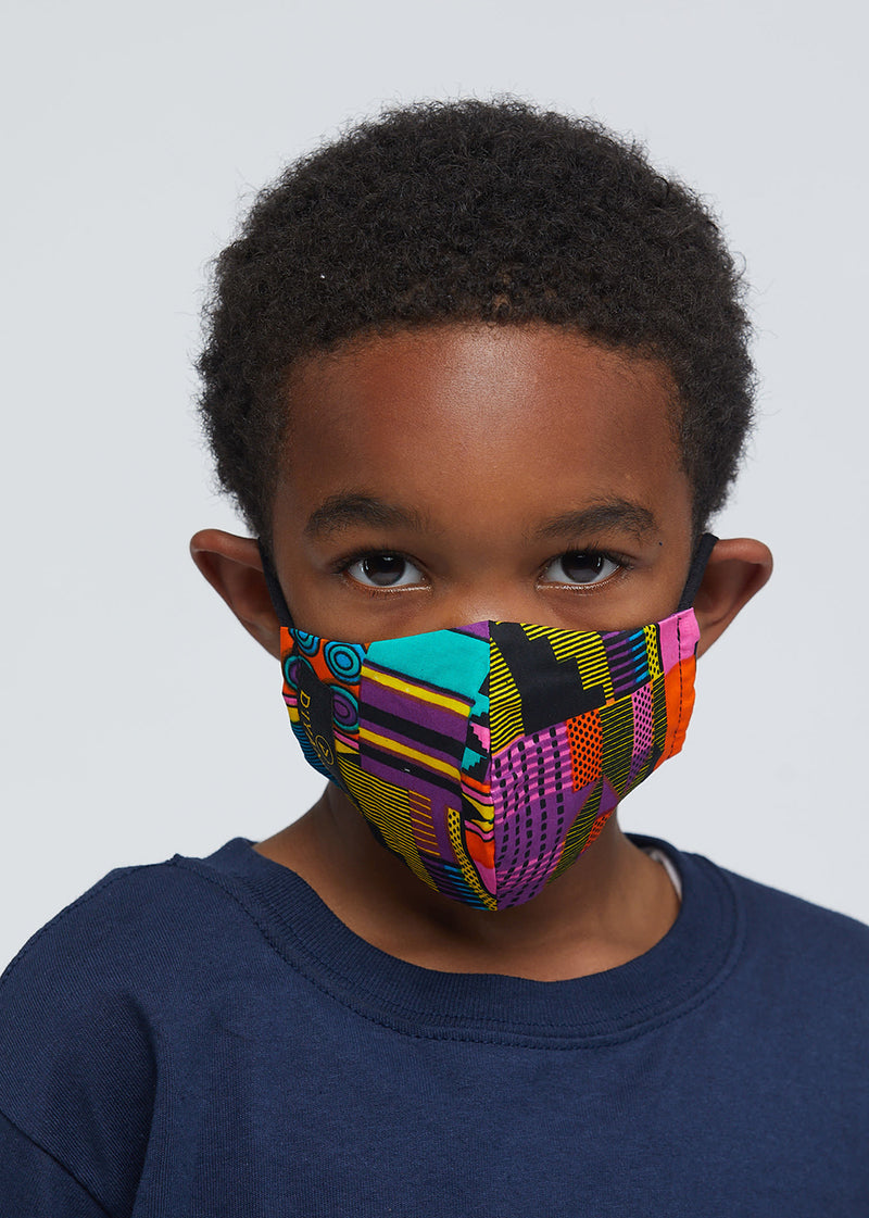 Dabo African Print 2 Layer Reusable Face Mask (Pink Purple Kente)-Clearance