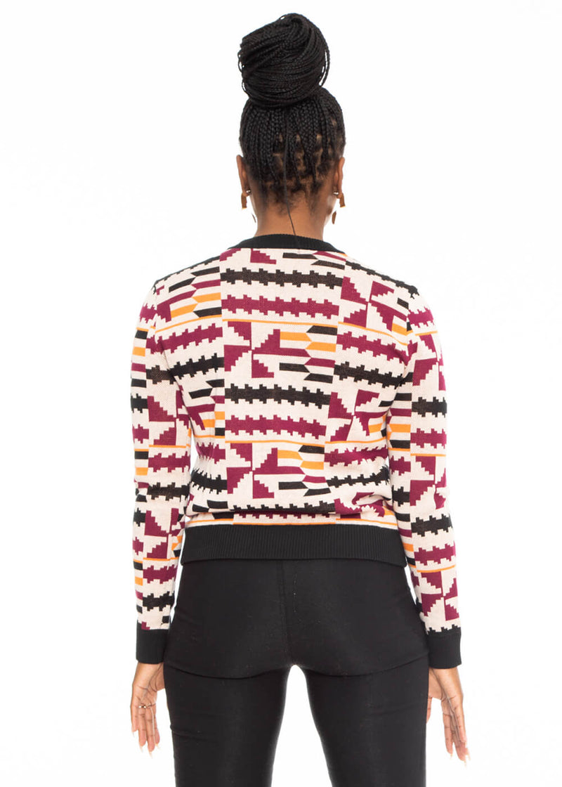 Abani Women's African Print Sweater (Peach Kente) - Clearance
